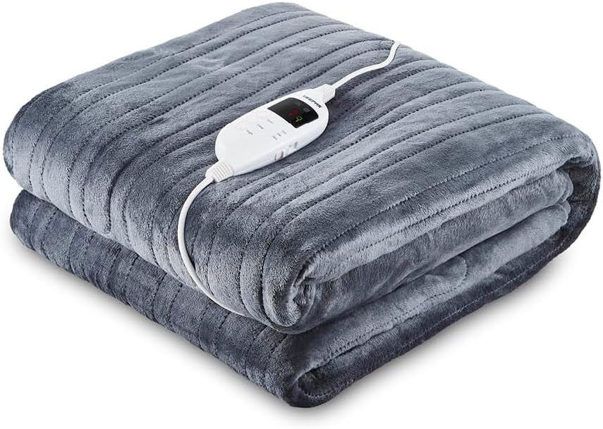 Electric Heated Throw Blanket 9 Heat Settings Timer Soft Fleece 130x180cm