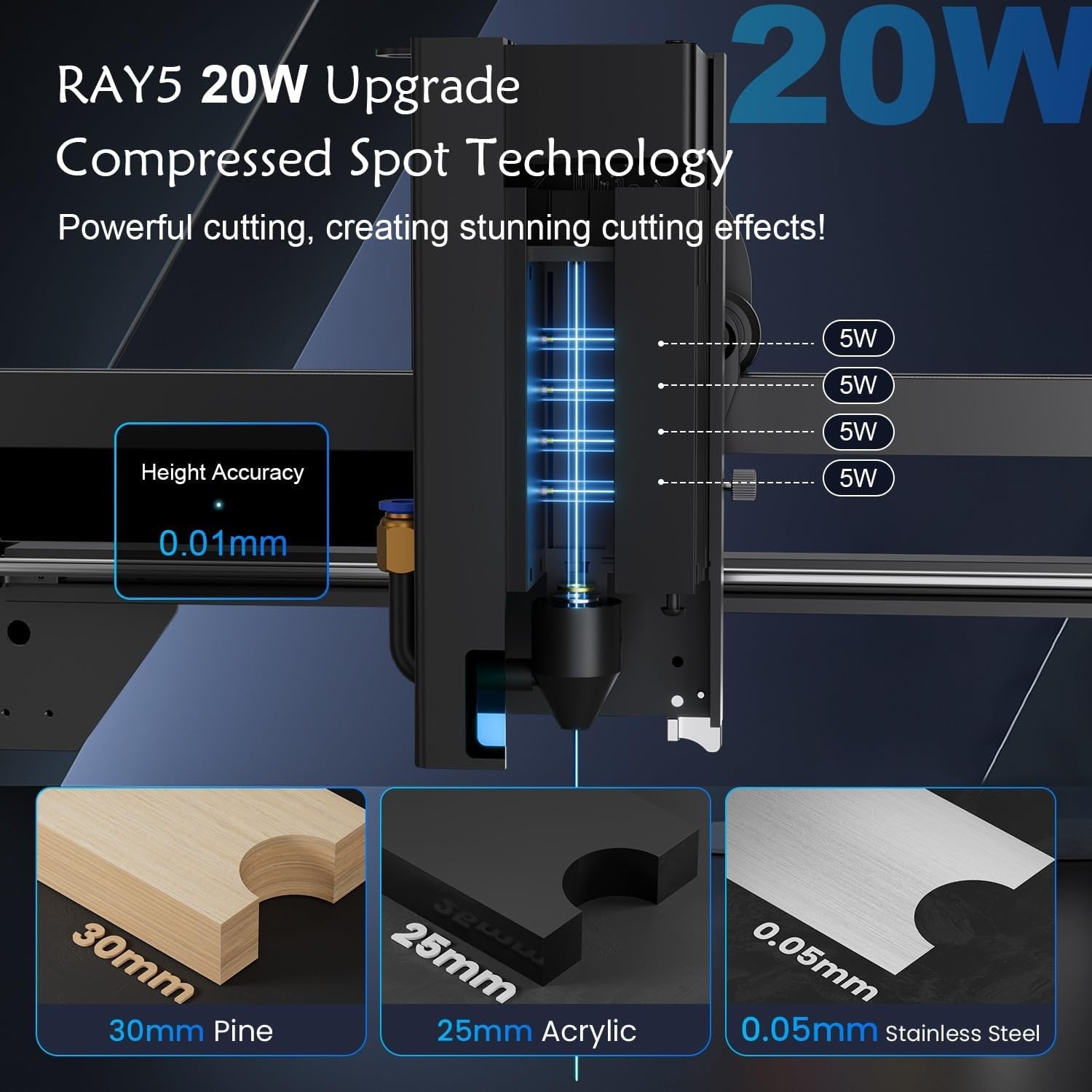 20W Laser Engraver Cutter Touch Screen High Precision DIY Wood Metal