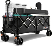 Black Extra Large 300L Folding Camping Wagon 200kg All Terrain Trolley
