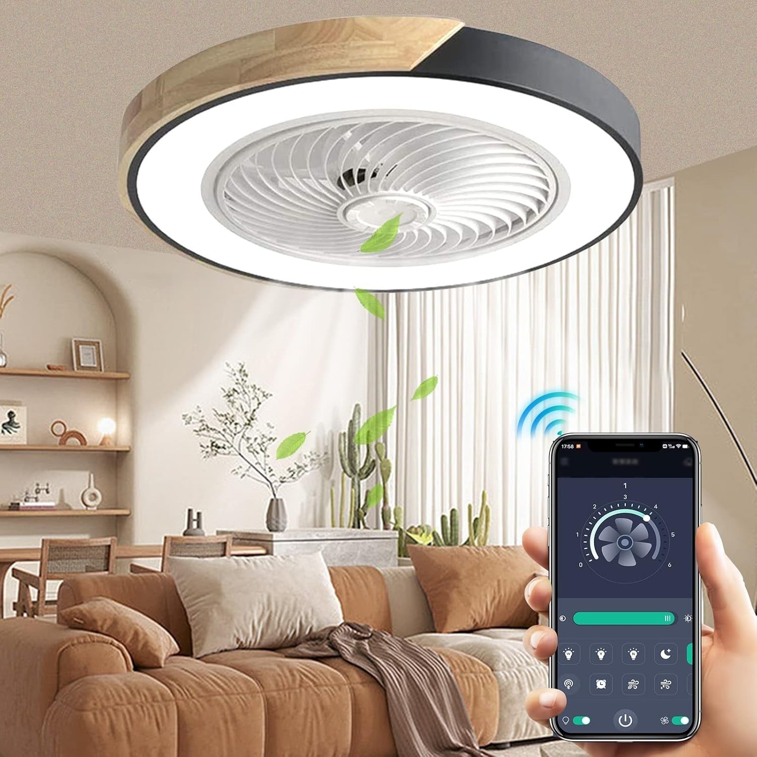 50cm Wildcat Ceiling Fan Light, 6-Speed Dimmable Reversible LED, Quiet Black