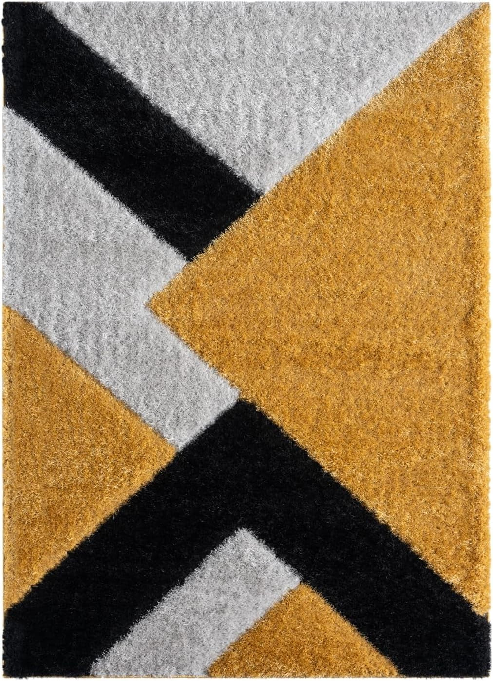 Ochre Grey Shaggy Rug 120x170cm Soft Non Shed Modern Living Room Carpet