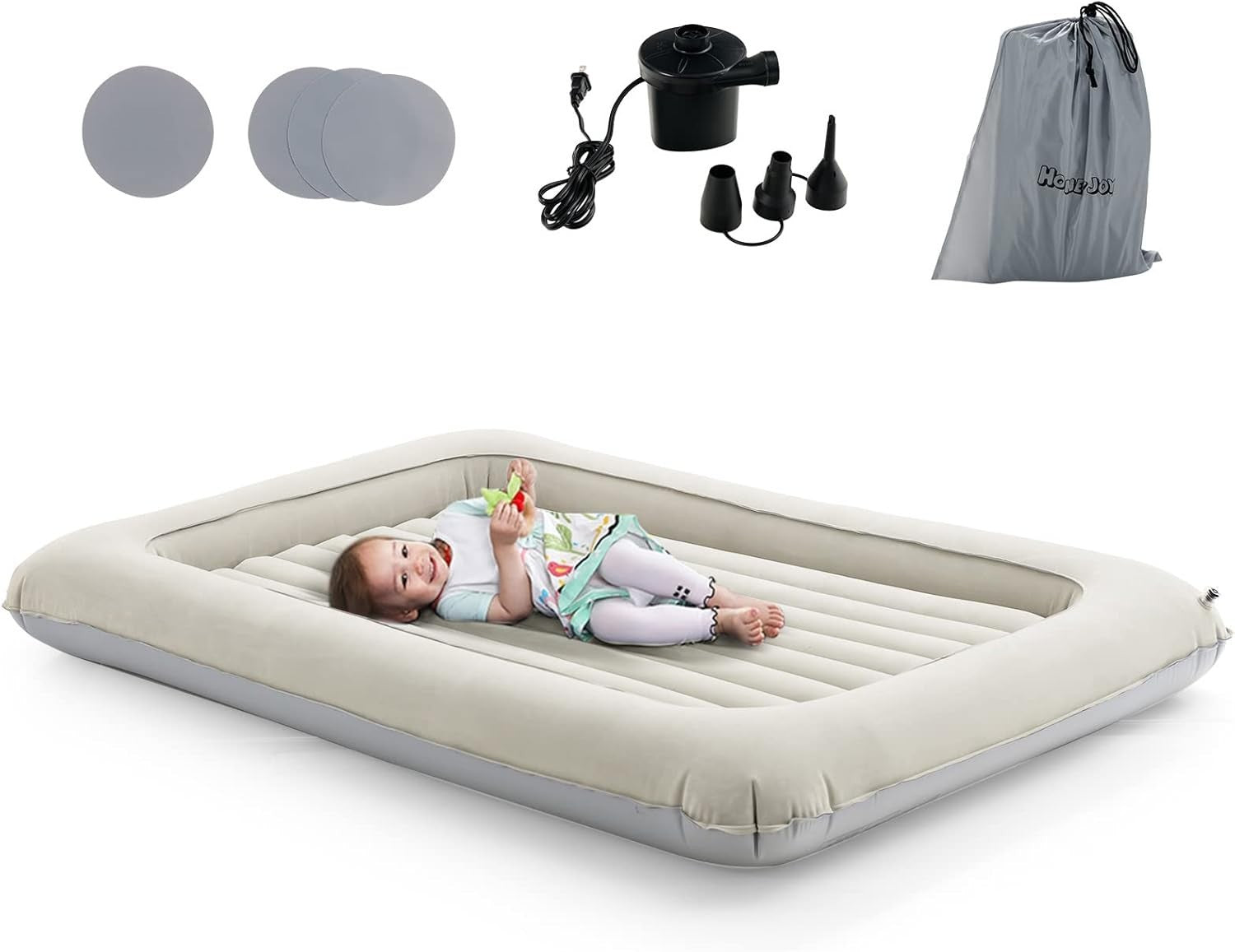 Inflatable Toddler Travel Bed with Safety Rails Kids Air Mattress