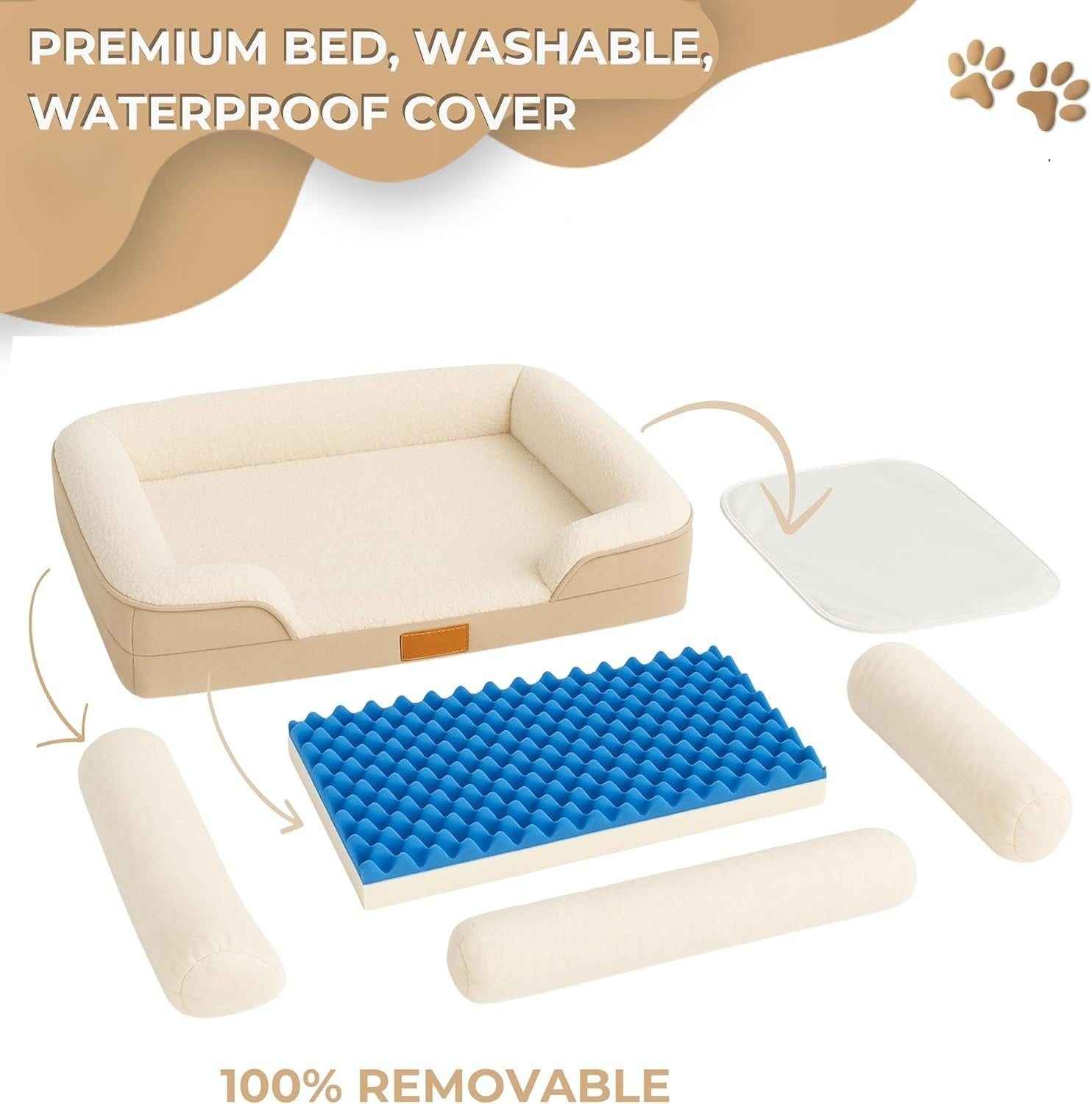 Orthopedic Memory Foam Dog Bed 61x45cm Washable