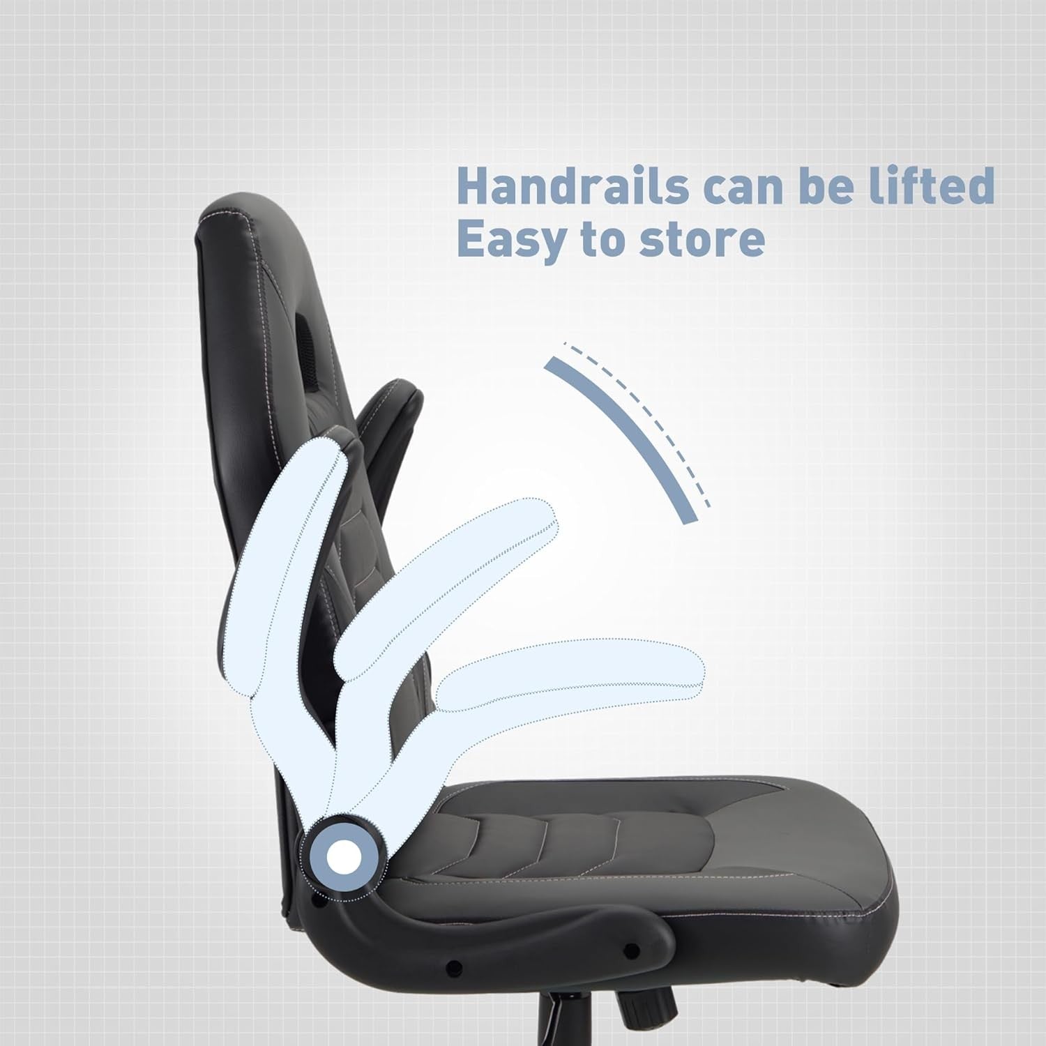 Ergonomic Gaming Chair Flip-Up Arms Faux Leather Swivel Black