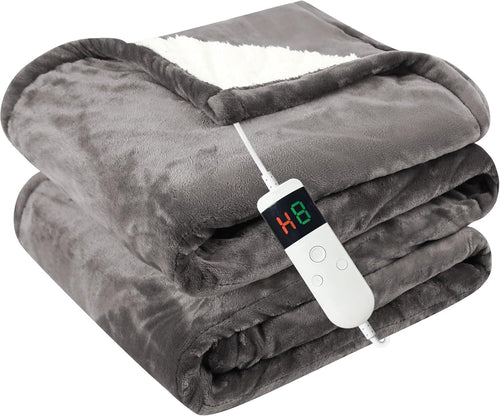 Electric Heated Throw Blanket 180x200cm Sherpa Fleece 10 Heat Auto Off
