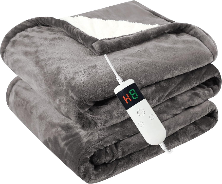 Electric Heated Throw Blanket 180x200cm Sherpa Fleece 10 Heat Auto Off