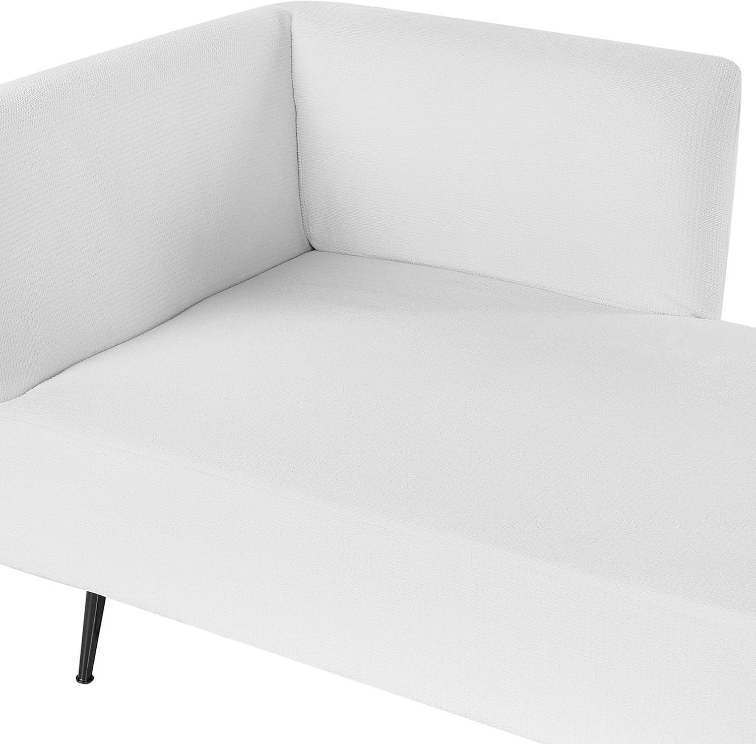 Modern Left Hand White Chaise Lounge Polyester Fabric Cushions Metal Legs