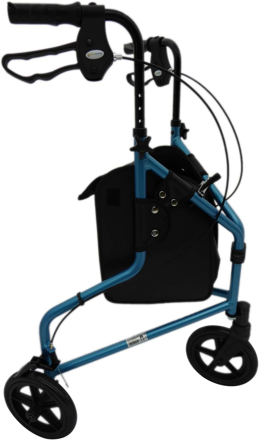 3 Wheel Rollator Walker Folding Lightweight Lockable Brakes Bag Indoor Outdoor