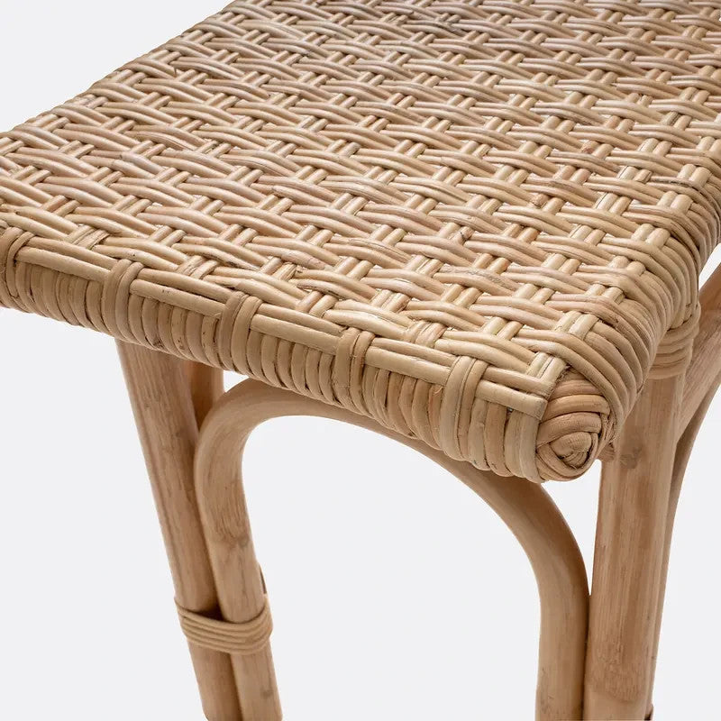 Natural Rattan End of Bed Bench Cane Seat | Boho Bedroom Hallway Stool