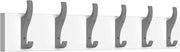 Wall Mounted Coat Rack 6 Hooks | Grey Laminate Rail for Bags, Hats & Keys