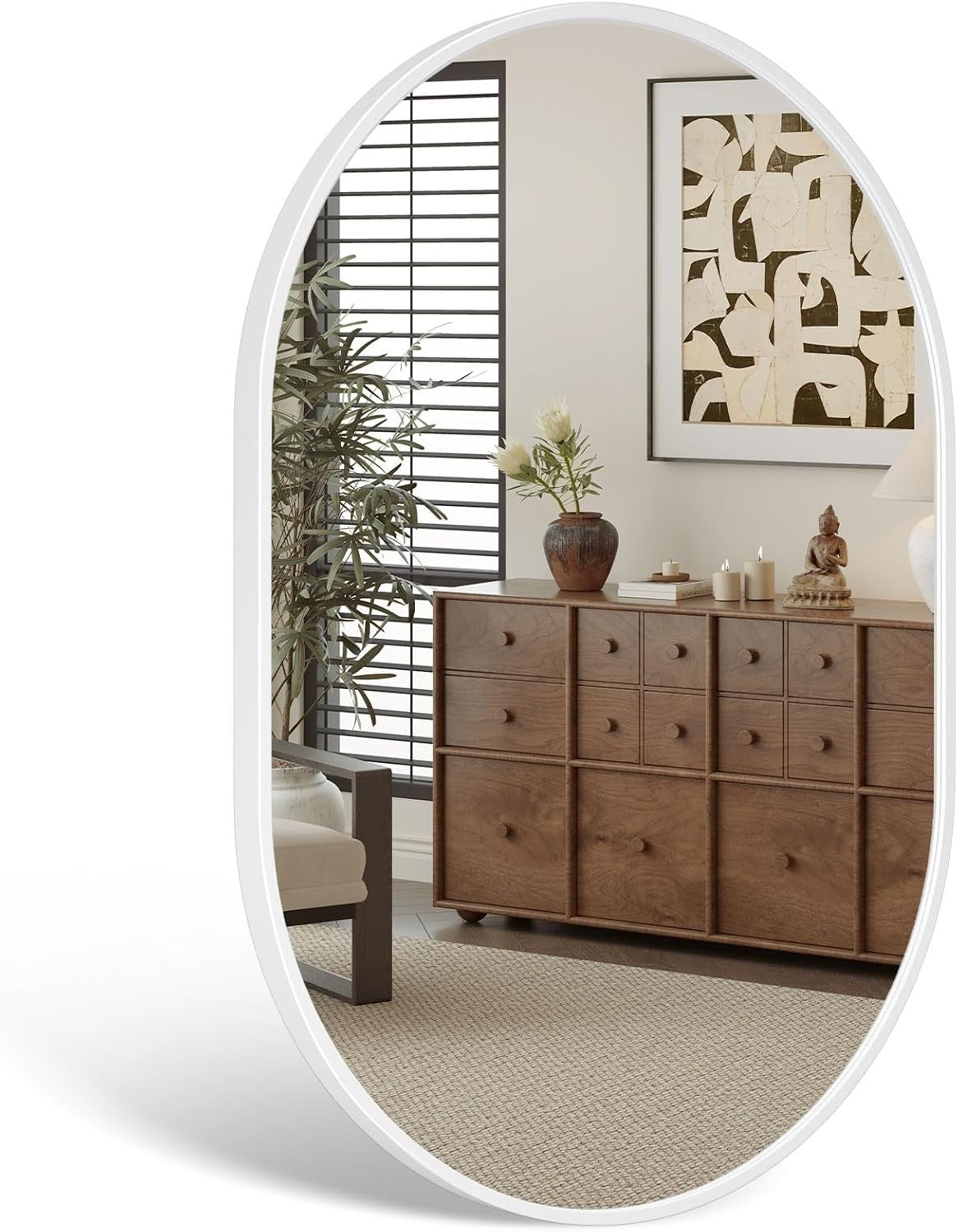 Oval Wall Mirror 50x70cm Modern Hanging Mirror for Bathroom, Hallway