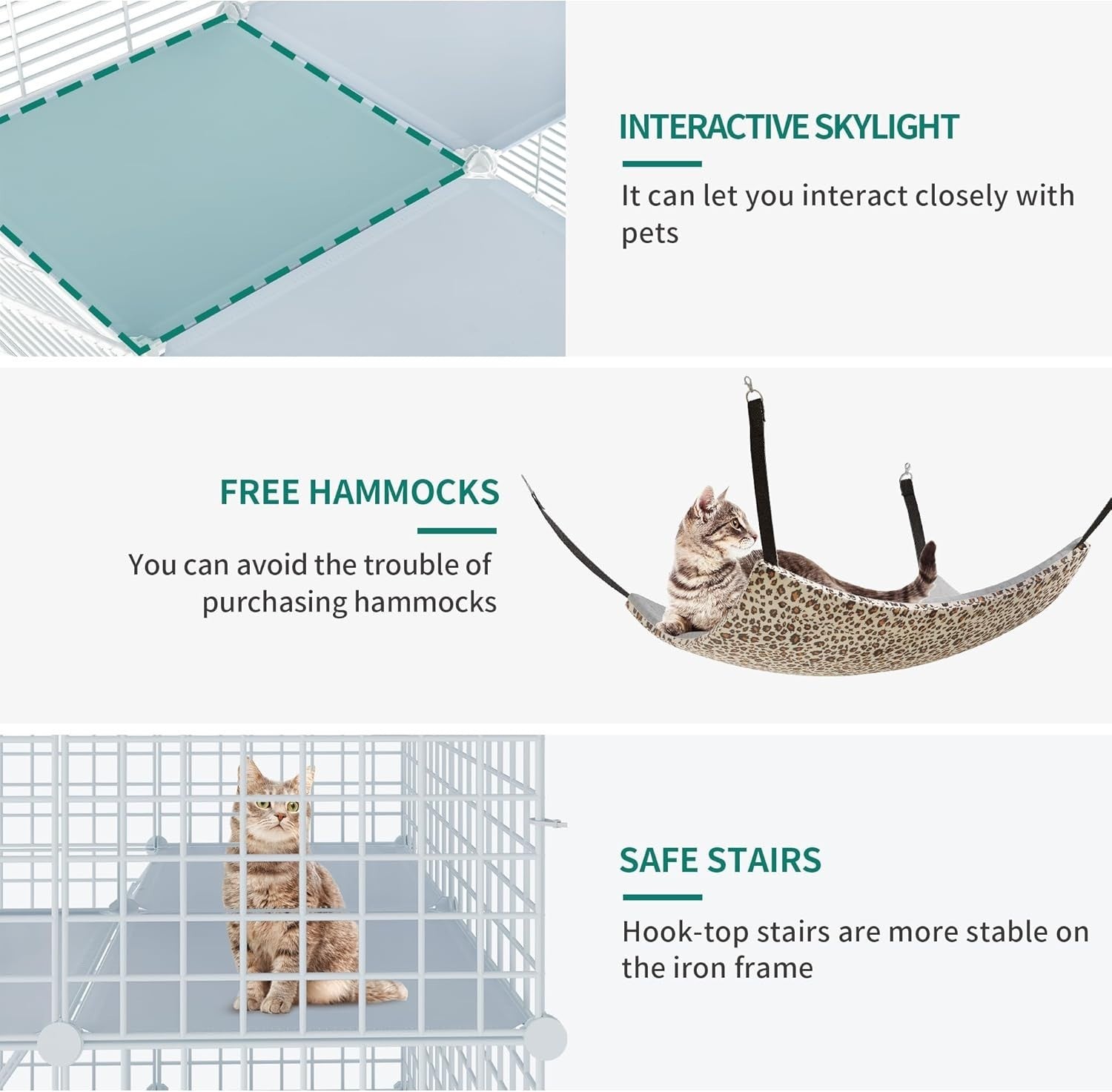 4-Tier Large Indoor Cat Cage Playpen with Hammock, 4 Doors & Ladders, 107x72x142