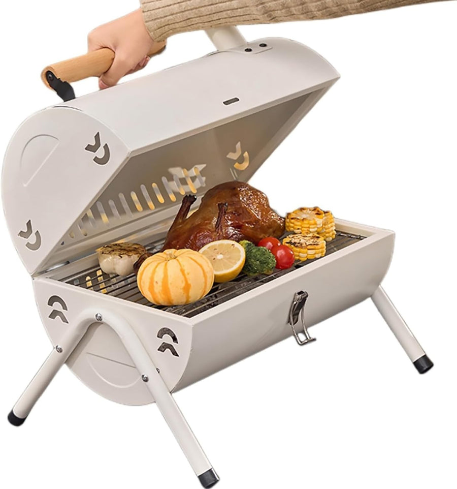 Portable Stainless Steel Charcoal BBQ Grill Foldable Double-Sided