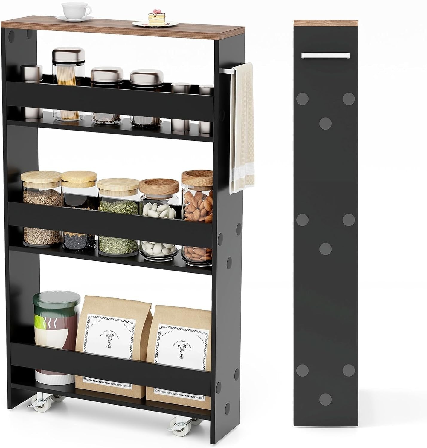 4 Tier Slim Storage Trolley Rolling Kitchen Cart Narrow Shelf Organizer