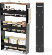 4 Tier Slim Storage Trolley Rolling Kitchen Cart Narrow Shelf Organizer
