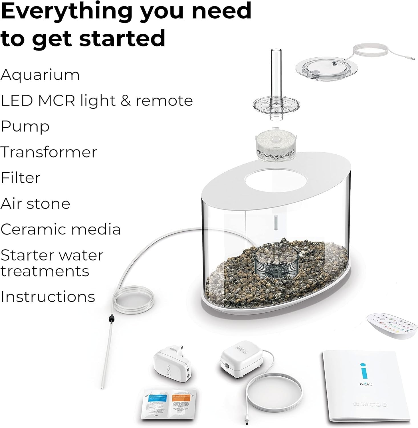15L Acrylic Oval Aquarium with Remote LED Lights & 5-Step Filtration