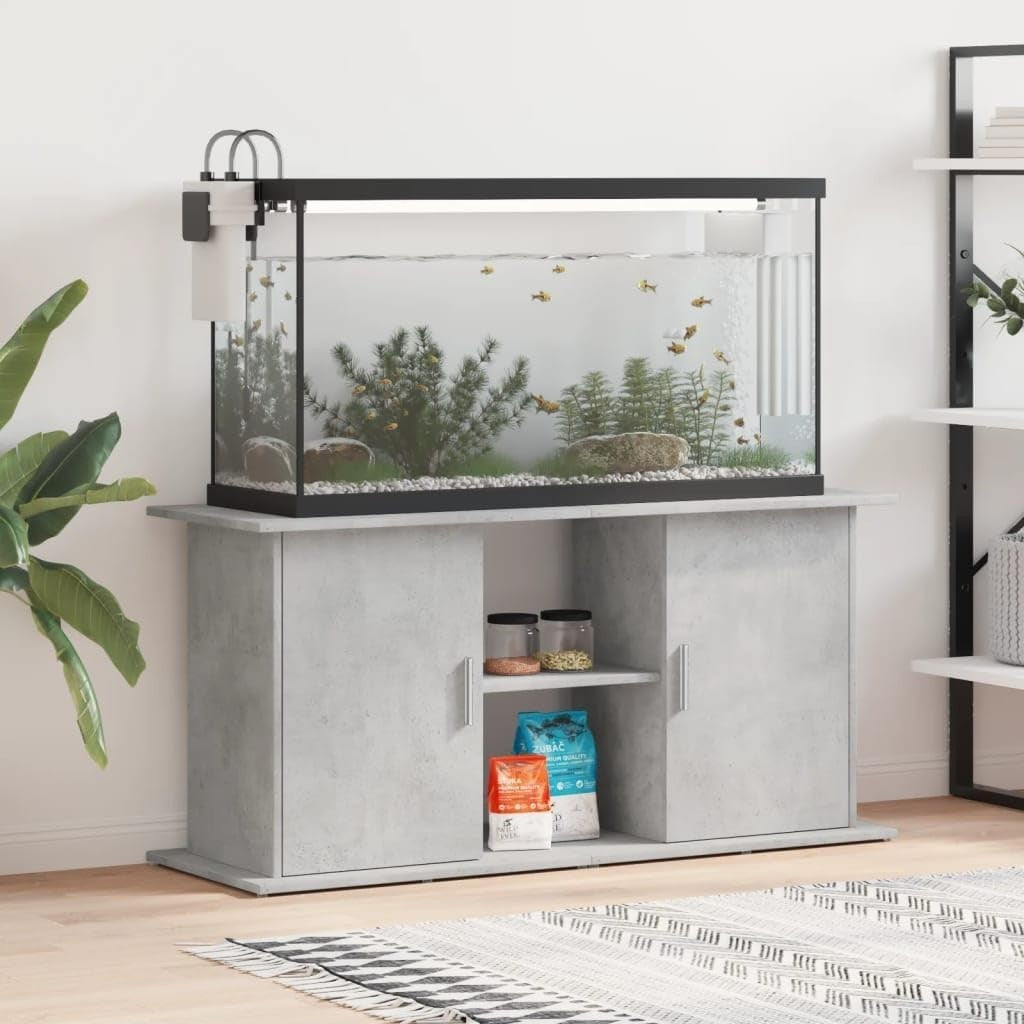 Modern Concrete Grey Aquarium Stand with Spacious Storage 121x41x58cm