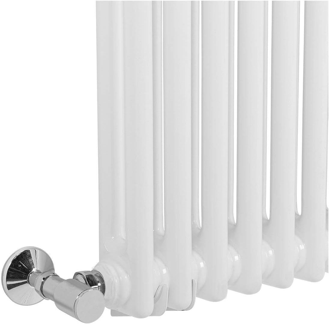 Double Column Horizontal Radiator 600x830mm White Cast Iron Style