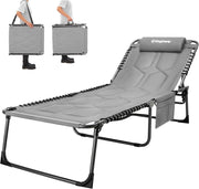 Folding XL Sun Lounger Recliner Chair Padded 200kg Garden Bed Heavy Duty