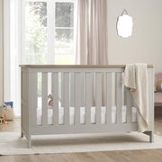 3in1 Baby Cot Bed Convertible Toddler Day Bed Adjustable Height Oak Grey 140x70