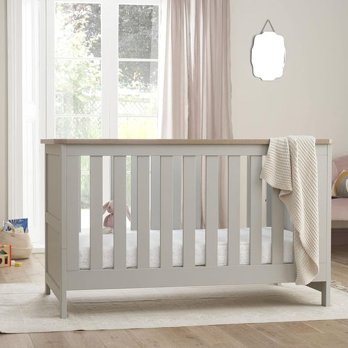 3in1 Baby Cot Bed Convertible Toddler Day Bed Adjustable Height Oak Grey 140x70