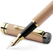Luxury Bamboo Fountain Pen Maple Wood – Extra Fine Nib, Gift Case