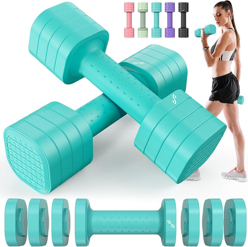 Adjustable Dumbbell Set for Women 2–5lb Pair Non-Slip 4-in-1 Home Gym
