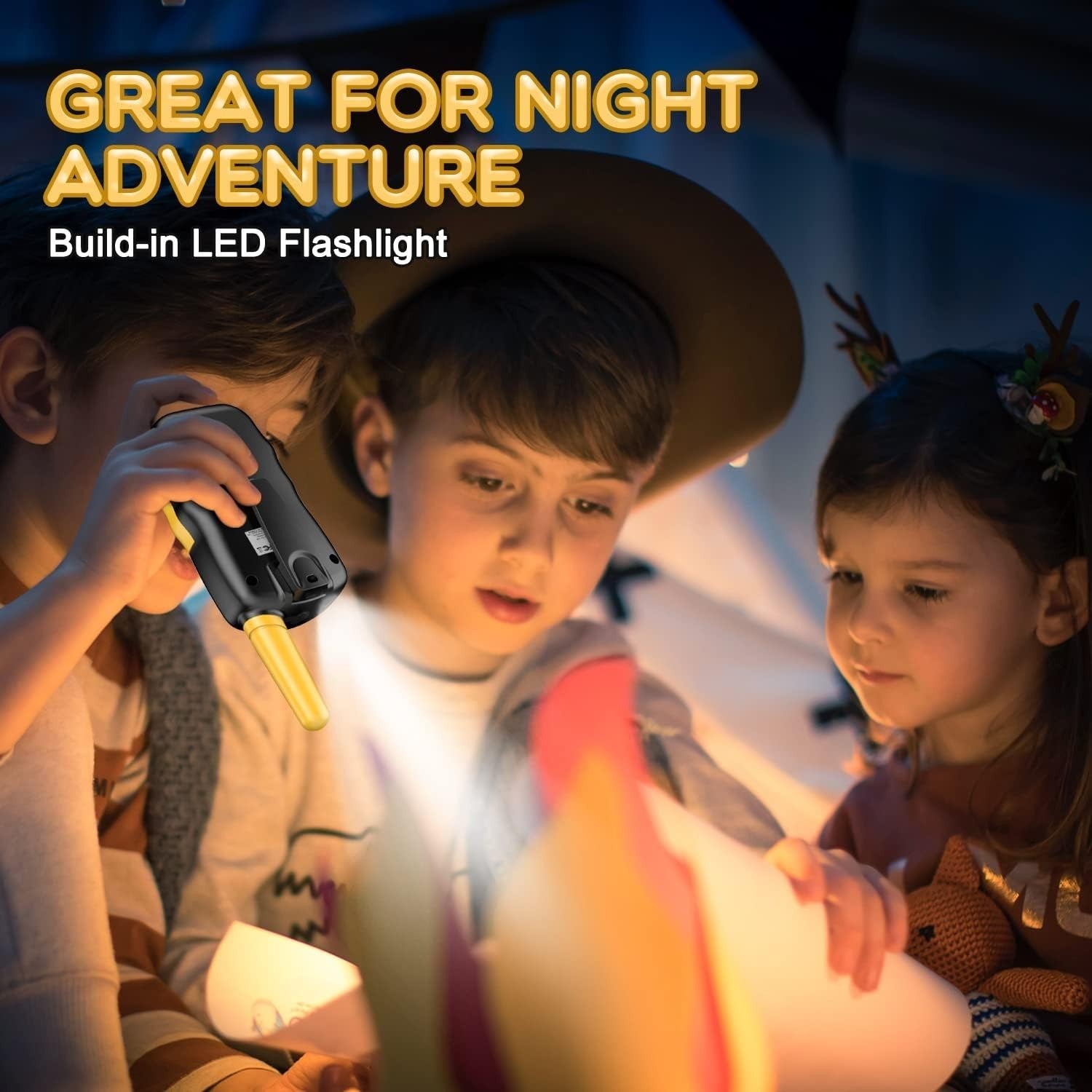 Kids Walkie Talkies 2 Pack 8 Channel 3 Mile VOX LED Flashlight Radio