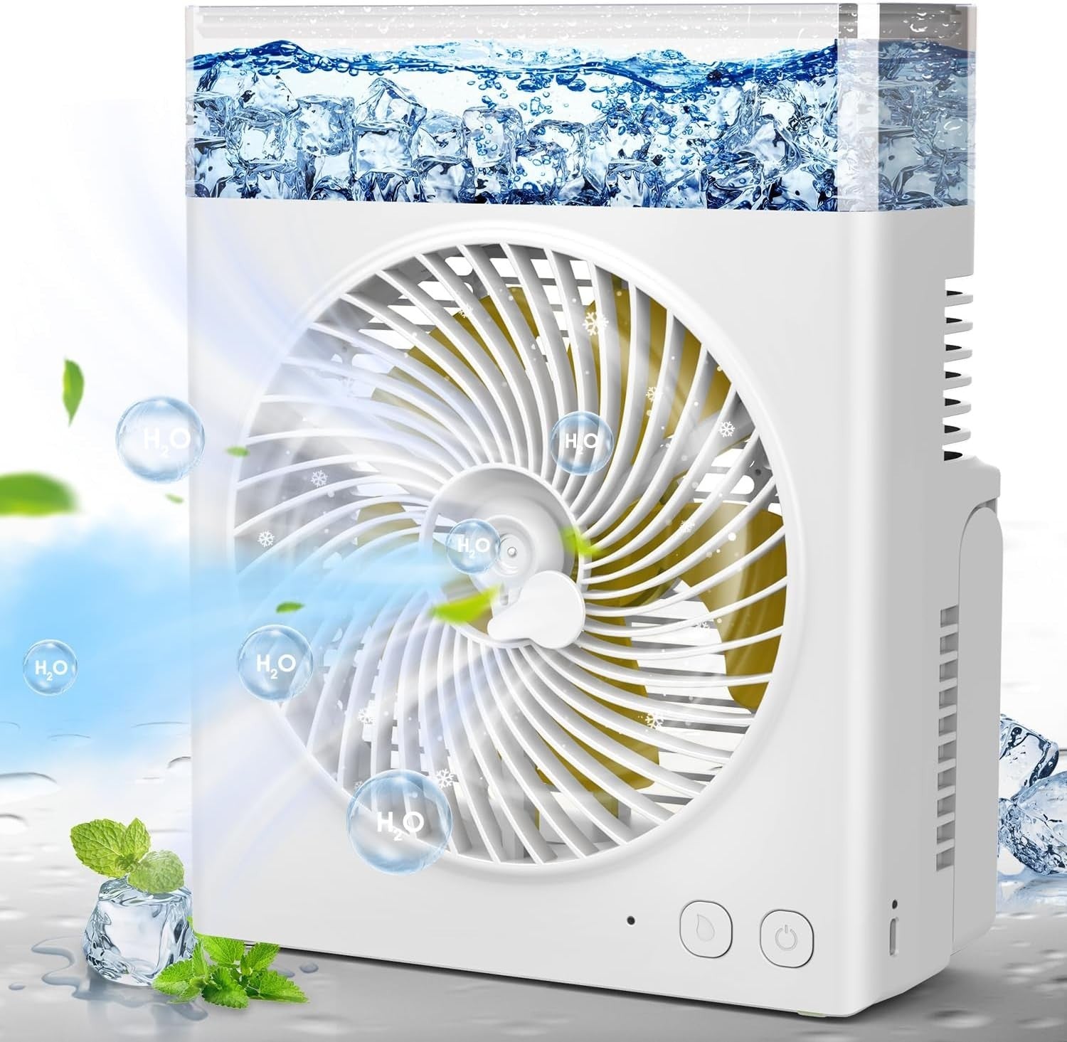 8-Inch Misting Fan 16000mAh – Rechargeable Cooling Fan w/ 600ml Water Tank White