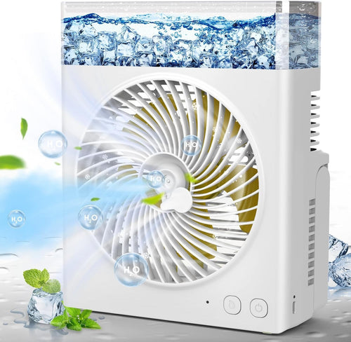 8-Inch Misting Fan 16000mAh – Rechargeable Cooling Fan w/ 600ml Water Tank White