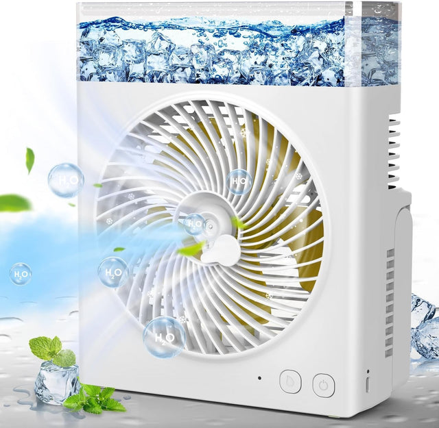 8-Inch Misting Fan 16000mAh – Rechargeable Cooling Fan w/ 600ml Water Tank White