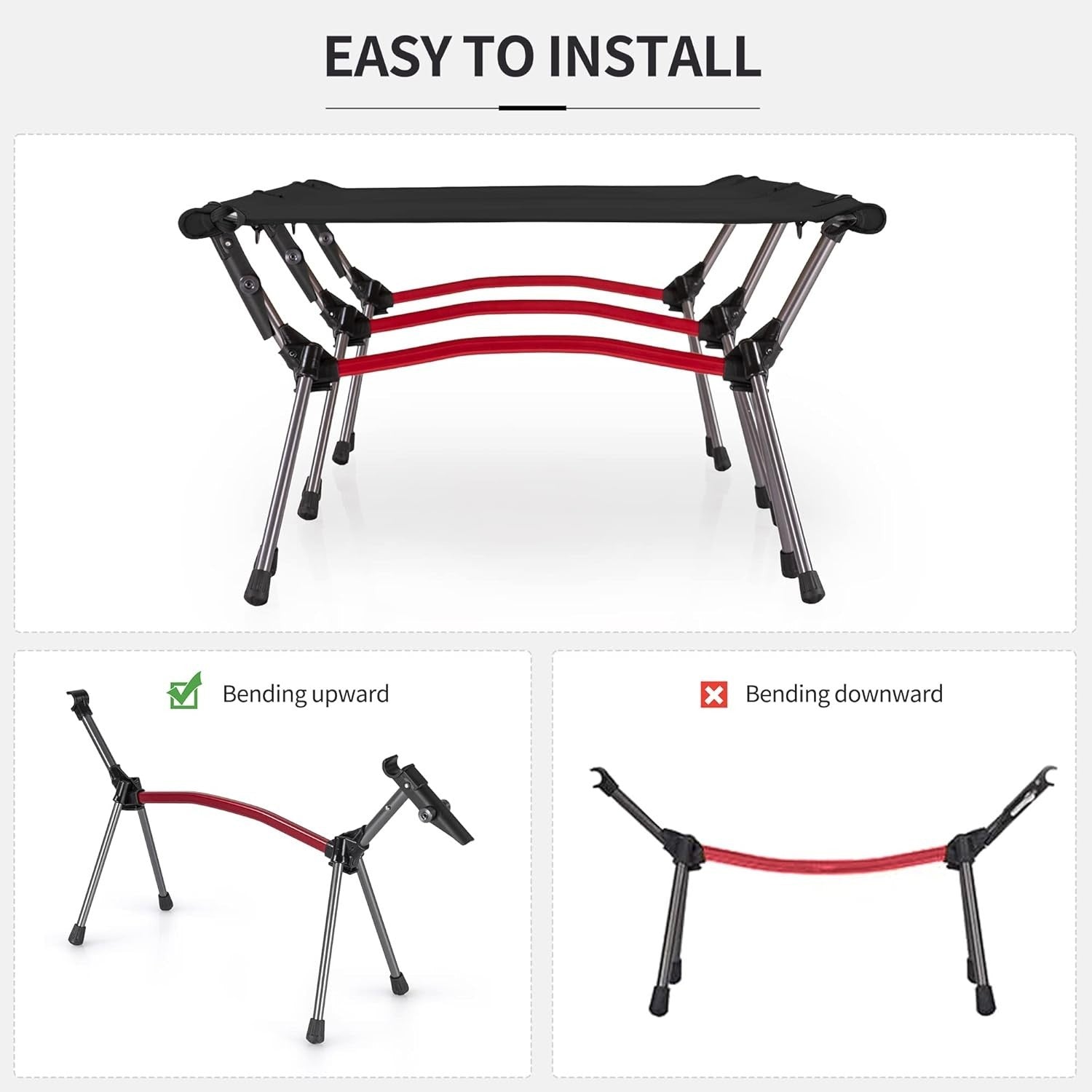 Ultralight Portable Camping Cot Bed - Adjustable Height, Foldable, 150kg Load