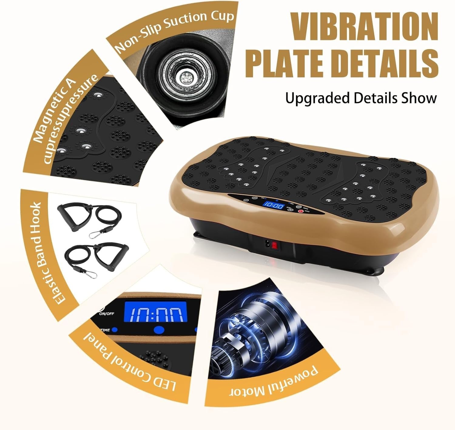 Gold Vibration Plate Exercise Machine Weight Loss Lymphatic Drainage 120 Speeds
