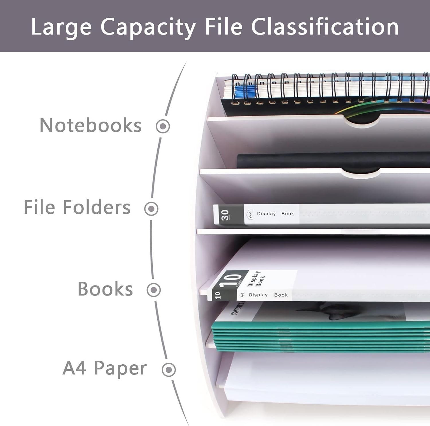 Desk File Organizer 6-Tier Fan Shape | Desktop Paper, Magazine & Mail Holder