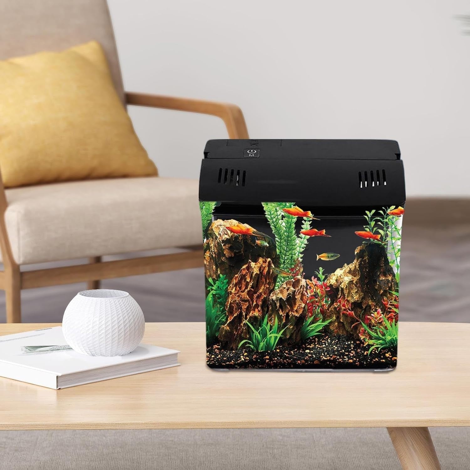 Betta Fish Tank Desktop Aquarium w/ Silent Filter Self Cleaning System