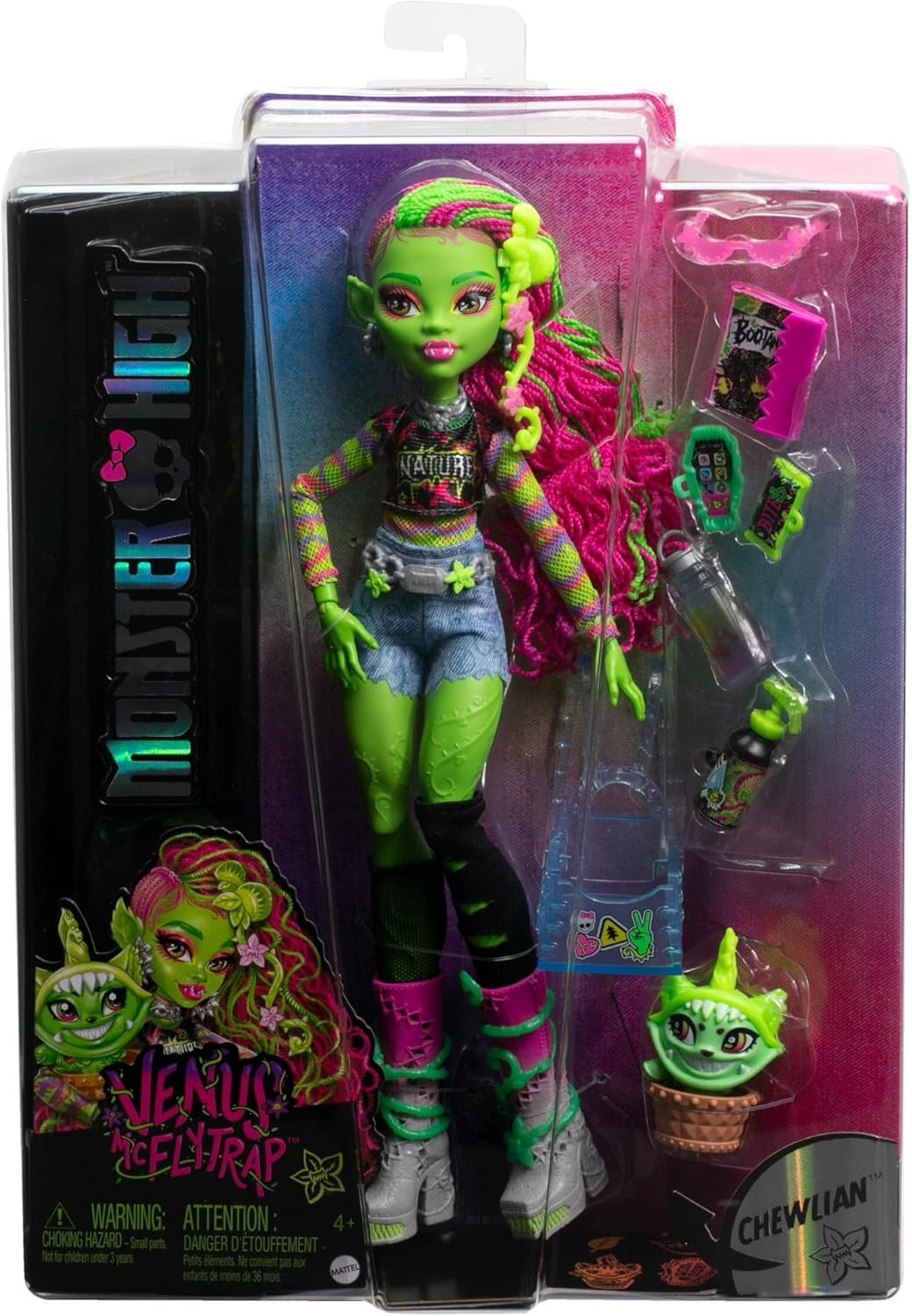 Fashion Doll Plant Monster with Pet Cat Accessories Backpack Outfit