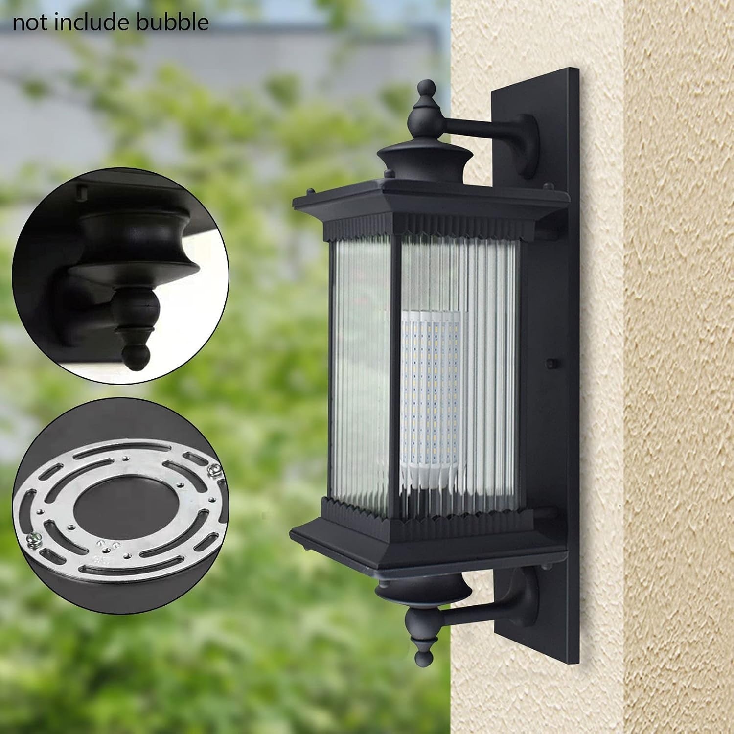 Vintage Outdoor Wall Lantern, Waterproof Black Aluminium, E27 LED Light
