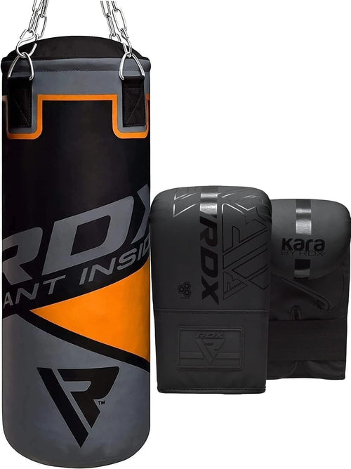 Kids Filled Punching Bag 2FT Boxing Set Gloves Chain Junior