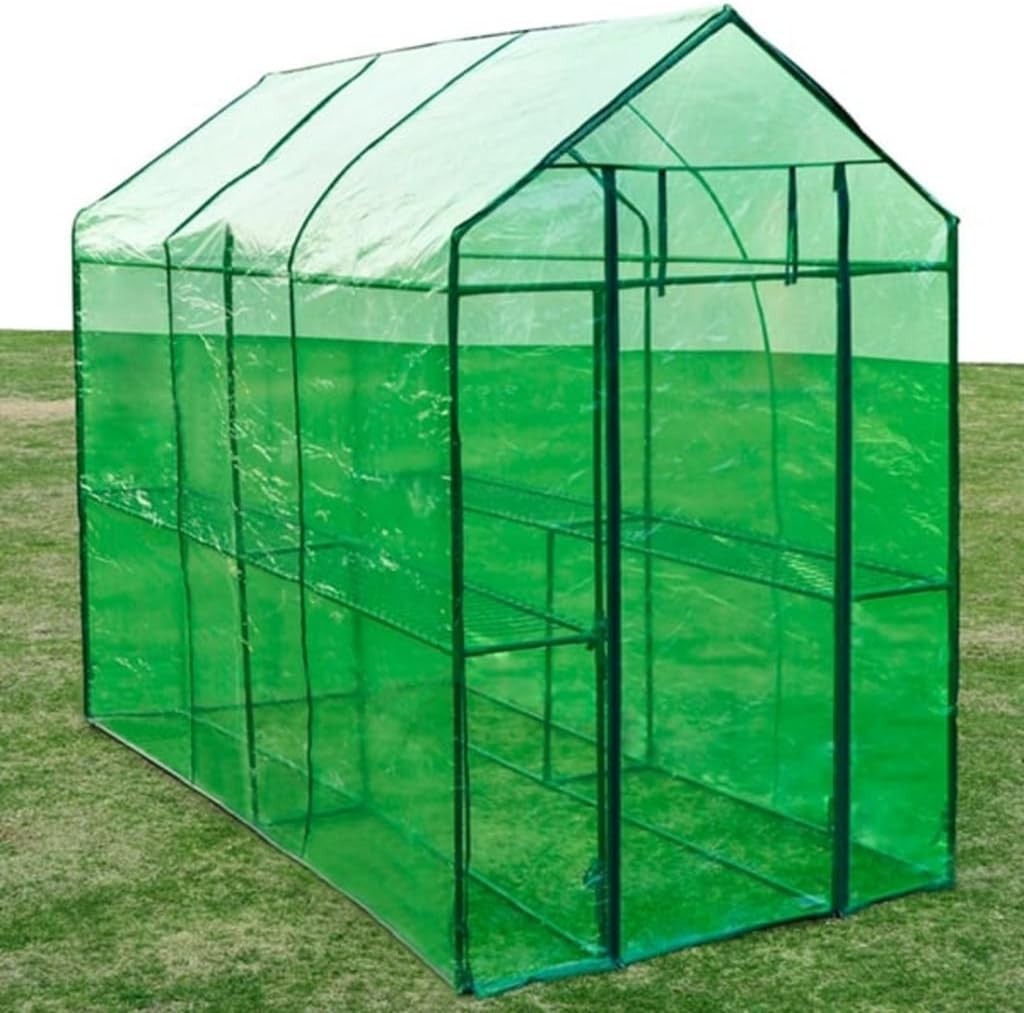 Large Walk-In Greenhouse XL Steel Frame Aluminium Base Sliding Door Weatherproof