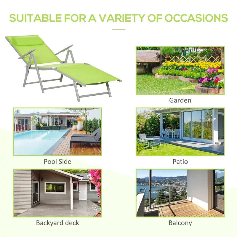 Adjustable Reclining Folding Sun Lounger Chair Outdoor Garden Relaxer
