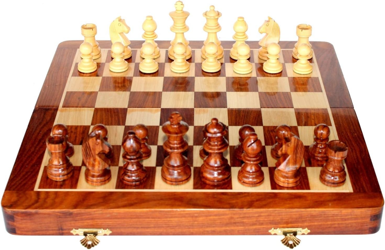 31cm Wooden Magnetic Chess Set Folding Board with Storage Handcrafted Luxury