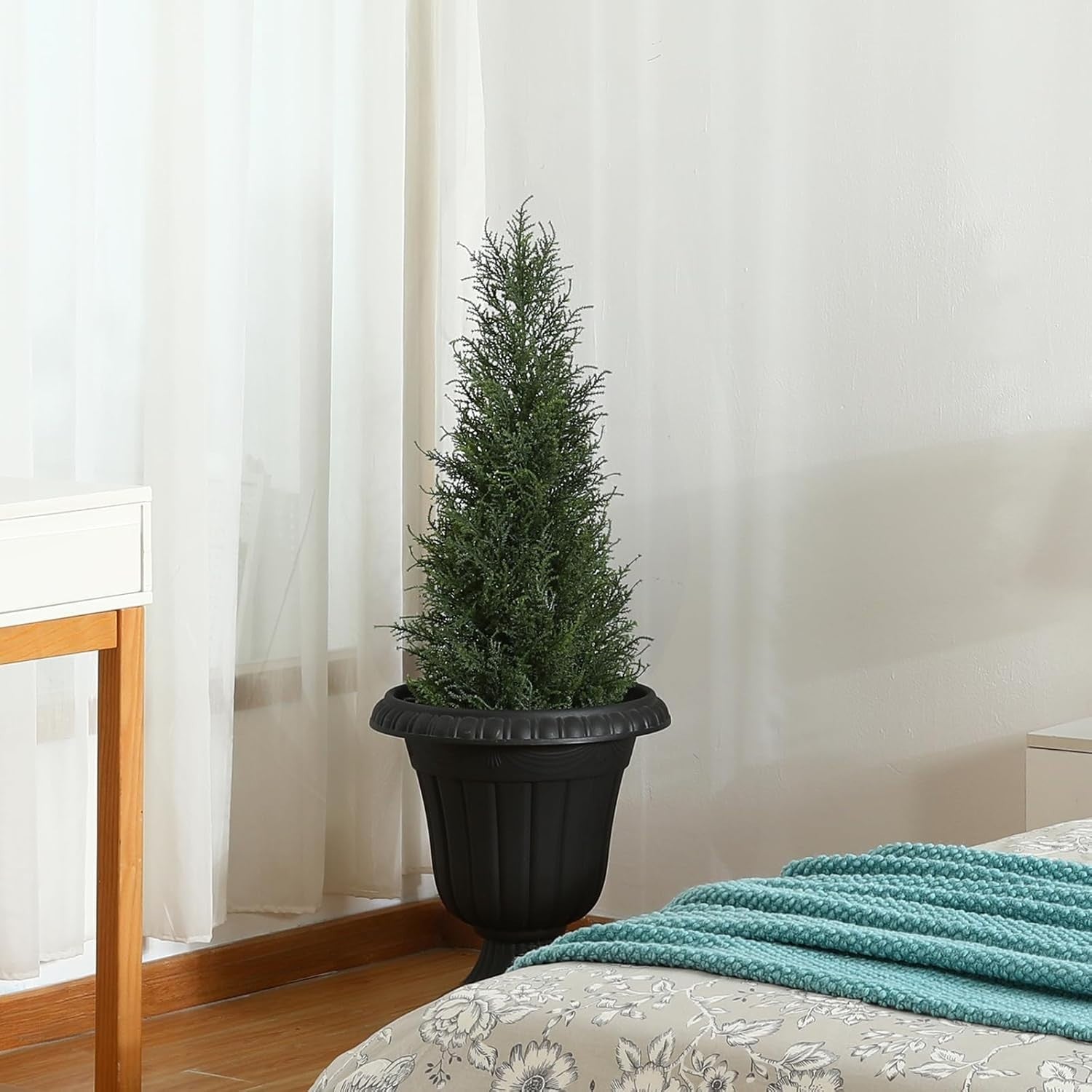 90cm Artificial Cypress Tree in Nursery Pot UV Resistant Outdoor Indoor Decor