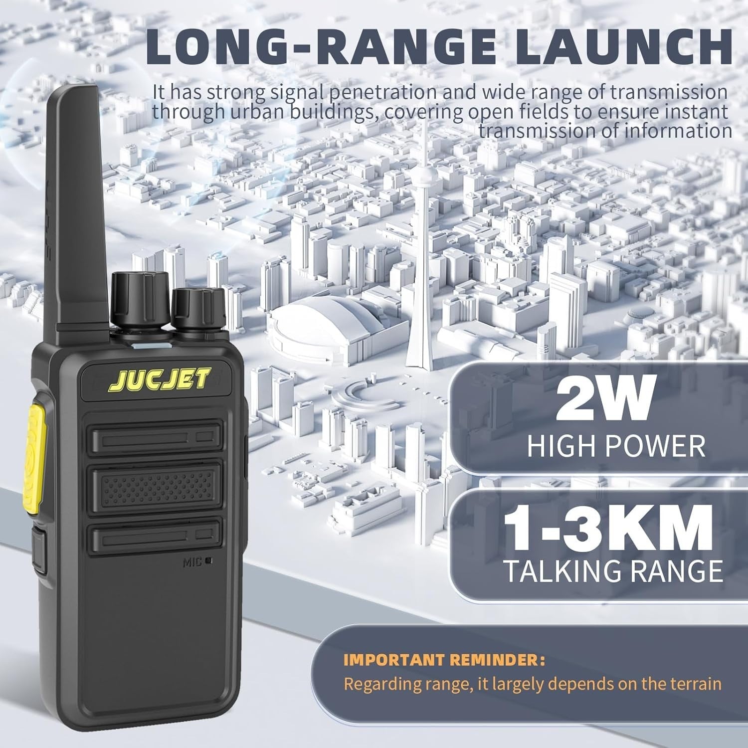 Long Range Walkie Talkies 16CH Noise Cancelling Encrypted 2 Pack