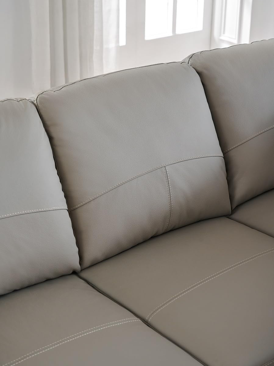 Grey Genuine Leather L-Shape Corner Sofa with USB Ports Boston 5 Seater