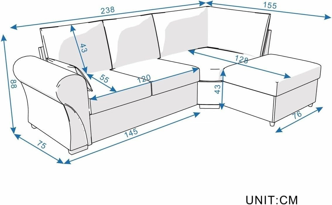 L-Shape 4-5 Seater Corner Sofa with USB Port Chaise – Linen Fabric & Faux Leathe