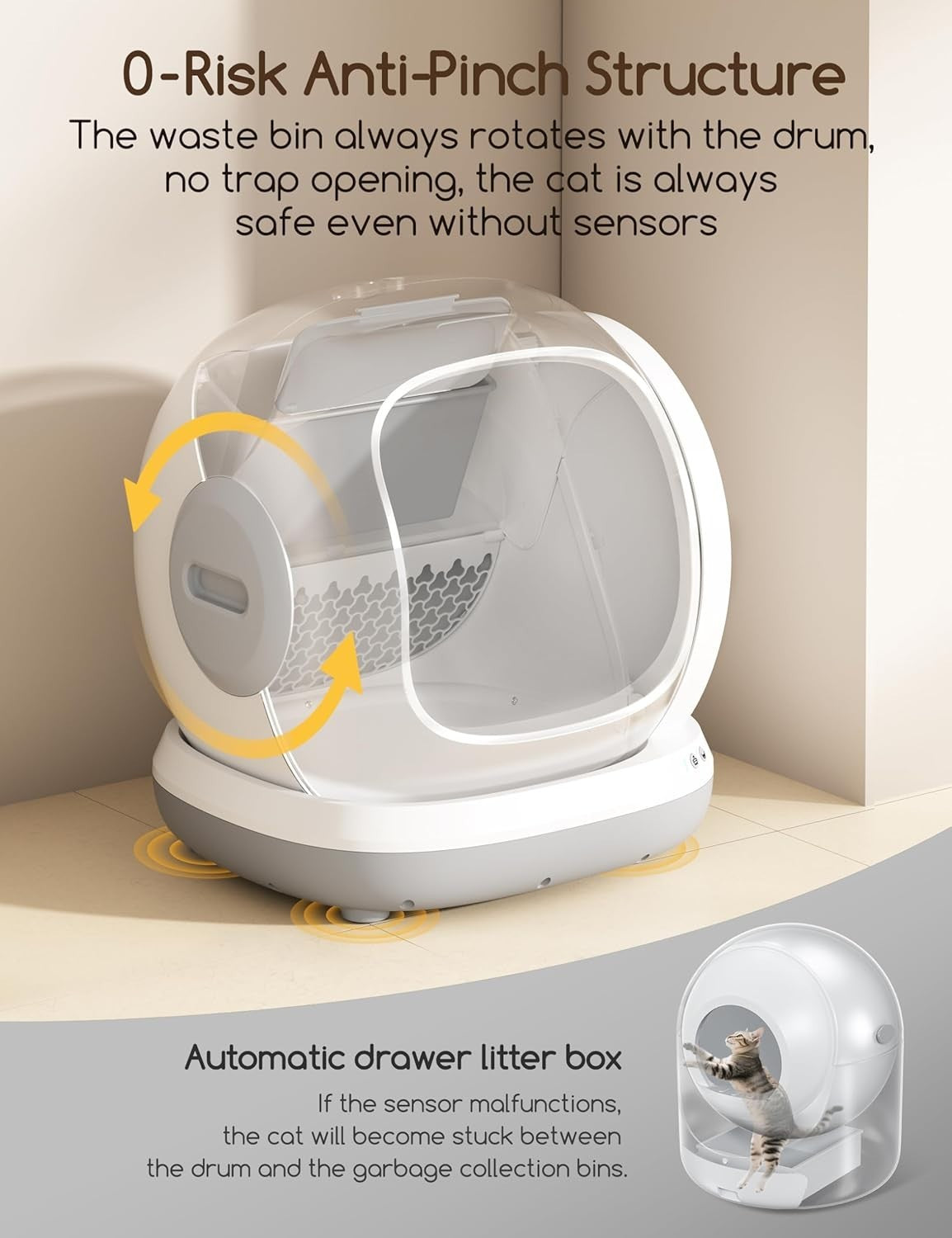 Self Cleaning Cat Litter Box App Control 75L XL Multi Cat Smart Tray