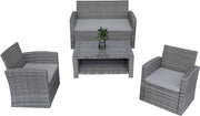 4 Seater Rattan Garden Furniture Set Outdoor Sofa Chairs Table Grey