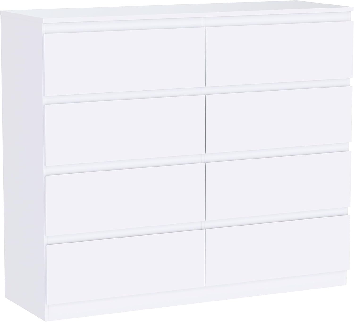 Modern 8 Drawer Chest White Wood Storage Unit Bedroom Living Room