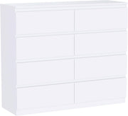Modern 8 Drawer Chest White Wood Storage Unit Bedroom Living Room