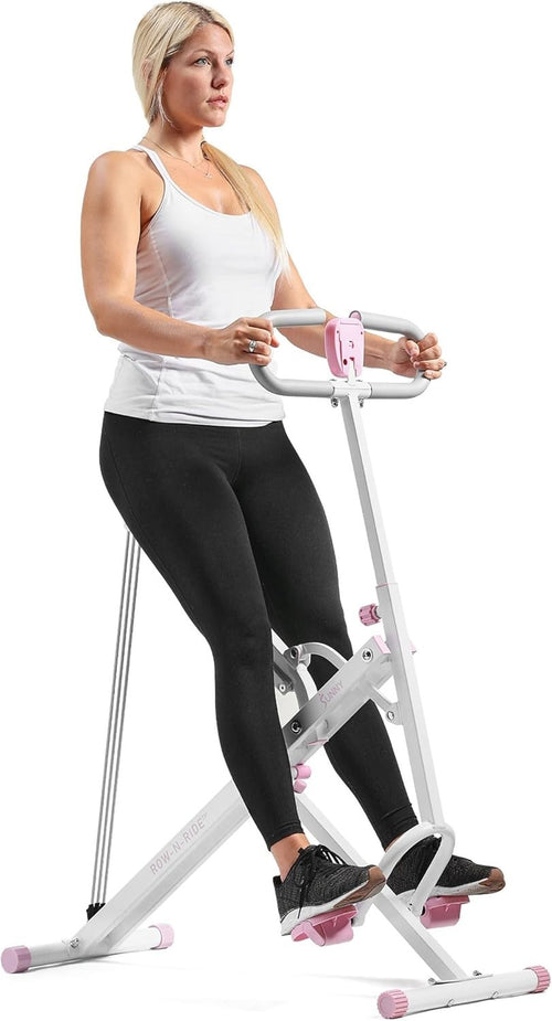 Row-N-Ride Squat Assist Trainer Foldable Pink Home Leg Glute Machine LCD 330lb